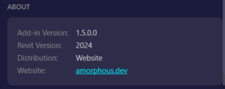 Screenshot of the About section showing