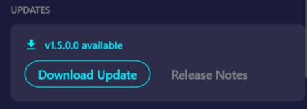 Screenshot showing the update available state with