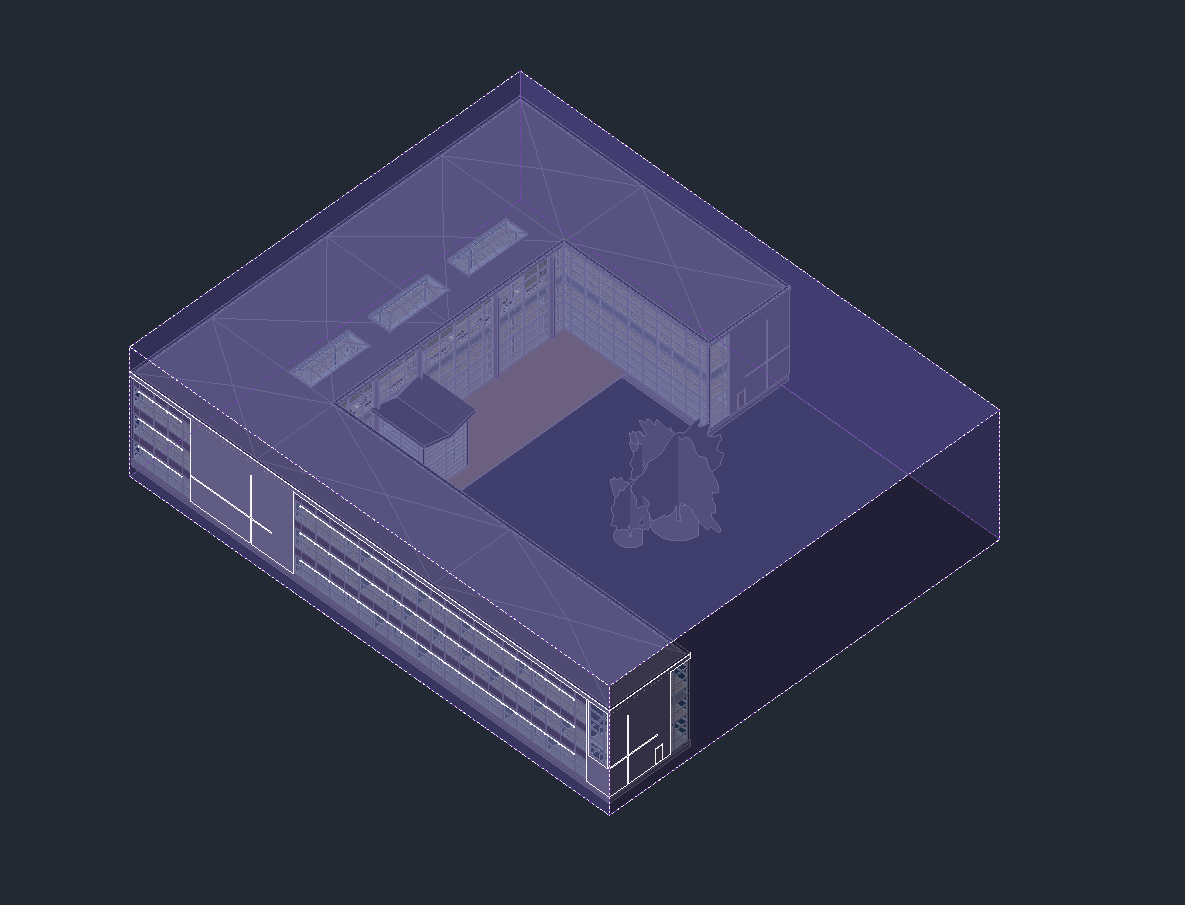 Screenshot showing the 3D view with purple semi-transparent faces on all five sides of the section box