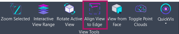 Screenshot showing the Align View to Edge button location on the Amorphous ribbon tab in the View Tools panel
