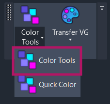 Screenshot showing the Color Tools split button on the Amorphous ribbon tab in the Graphics panel