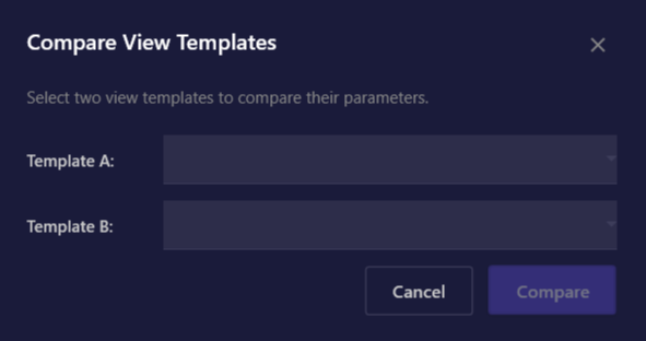 Annotated screenshot of the Template Selection dialog with callouts for