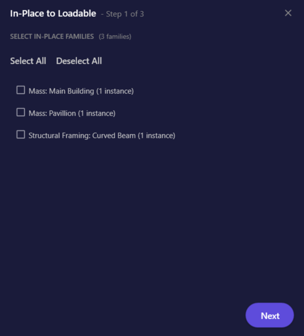 Screenshot of Step 1 showing
