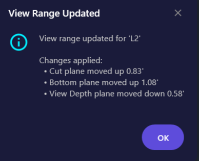 Screenshot of the success message showing movement summary for each plane