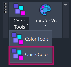 Screenshot showing the Quick Color button location in the Amorphous ribbon tab, Graphics panel, Color Tools dropdown