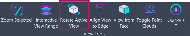 Screenshot showing the Rotate Active View button location on the Amorphous ribbon tab in the View Tools panel