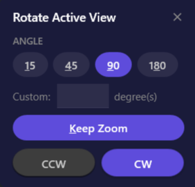 Screenshot of the Rotate Active View dialog showing