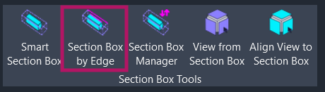 Screenshot showing the Section Box by Edge button location on the Amorphous ribbon tab in the Section Box Tools panel