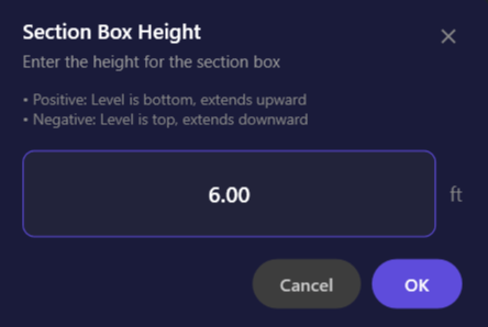 Screenshot of the Height Input dialog with a text field for entering height