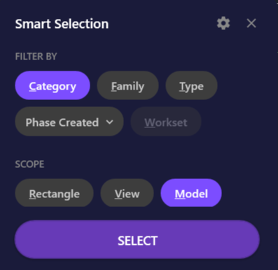 Screenshot of the Smart Selection dialog showing