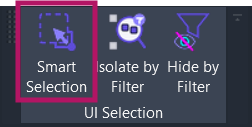 Screenshot showing the Smart Selection button location on the Amorphous ribbon tab in the UI Selection panel