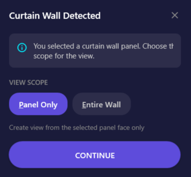 Annotated screenshot of the Curtain Wall Choice dialog